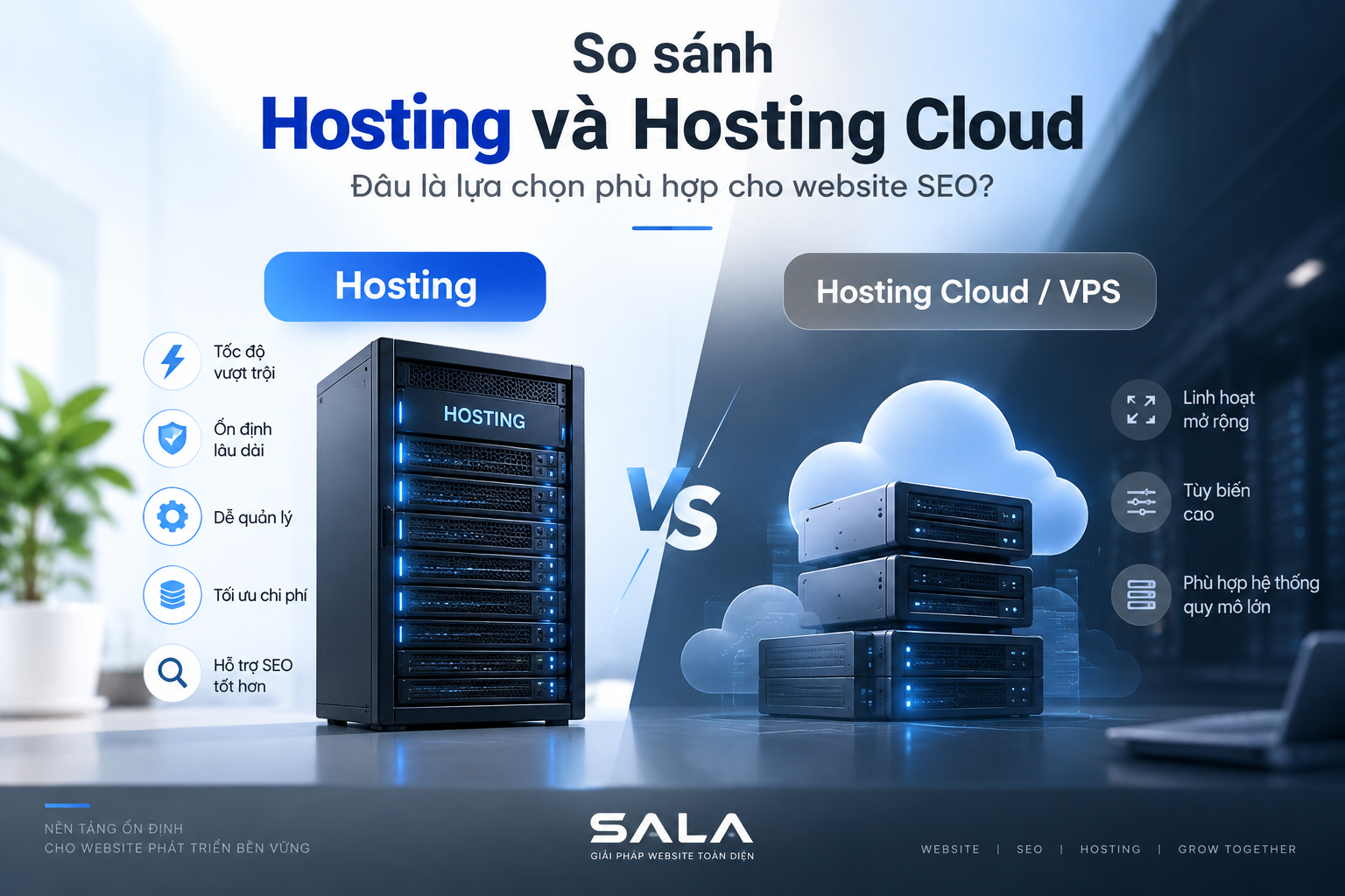 So sánh Hosting và Hosting Cloud: Khác biệt, ưu nhược điểm và cách lựa chọn